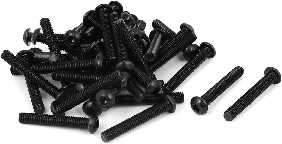 M6 x 40mm Alloy Steel Hex Socket Button Head Machine Screws Black 40 Pcs