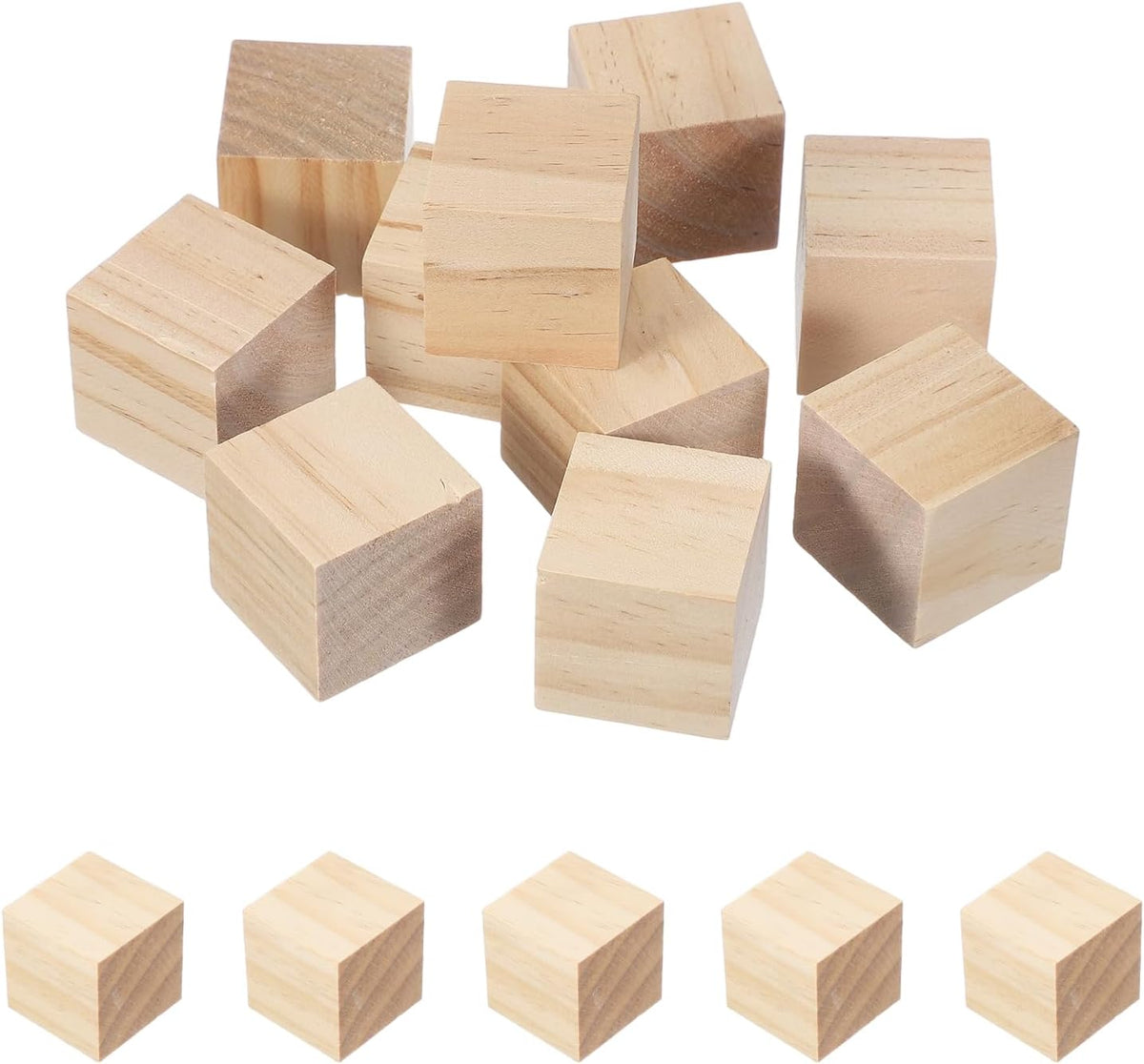 10 Pcs Wooden Blocks, 1.4 Inch Square Natural Wooden Block Unfinished Wood Cube for DIY Craft Art Project Painting Decoration, Natural