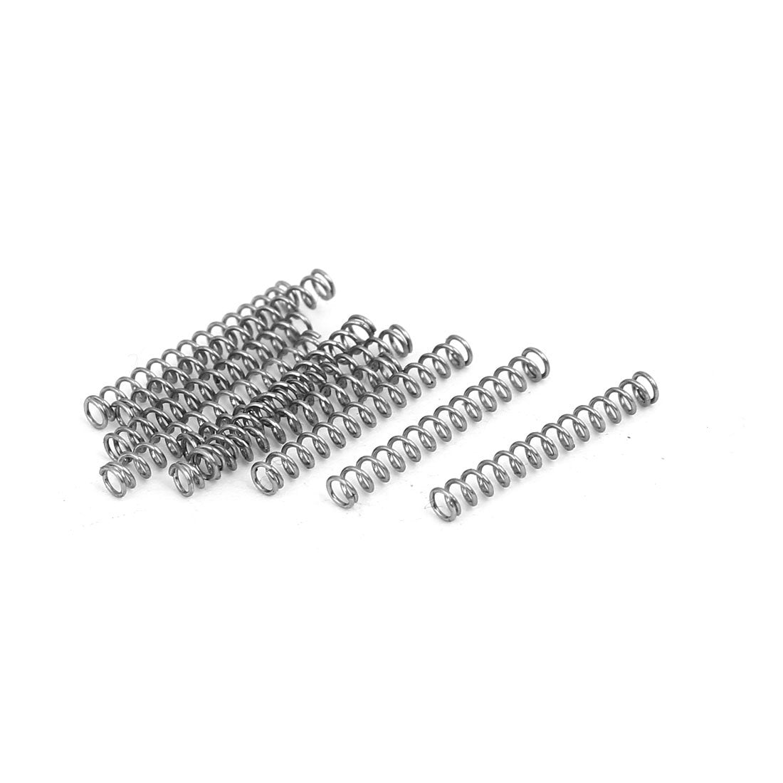 Compression Spring,304 Stainless Steel,2mm OD,0.3mm Wire Size,15mm Free Length,Silver Tone,10Pcs