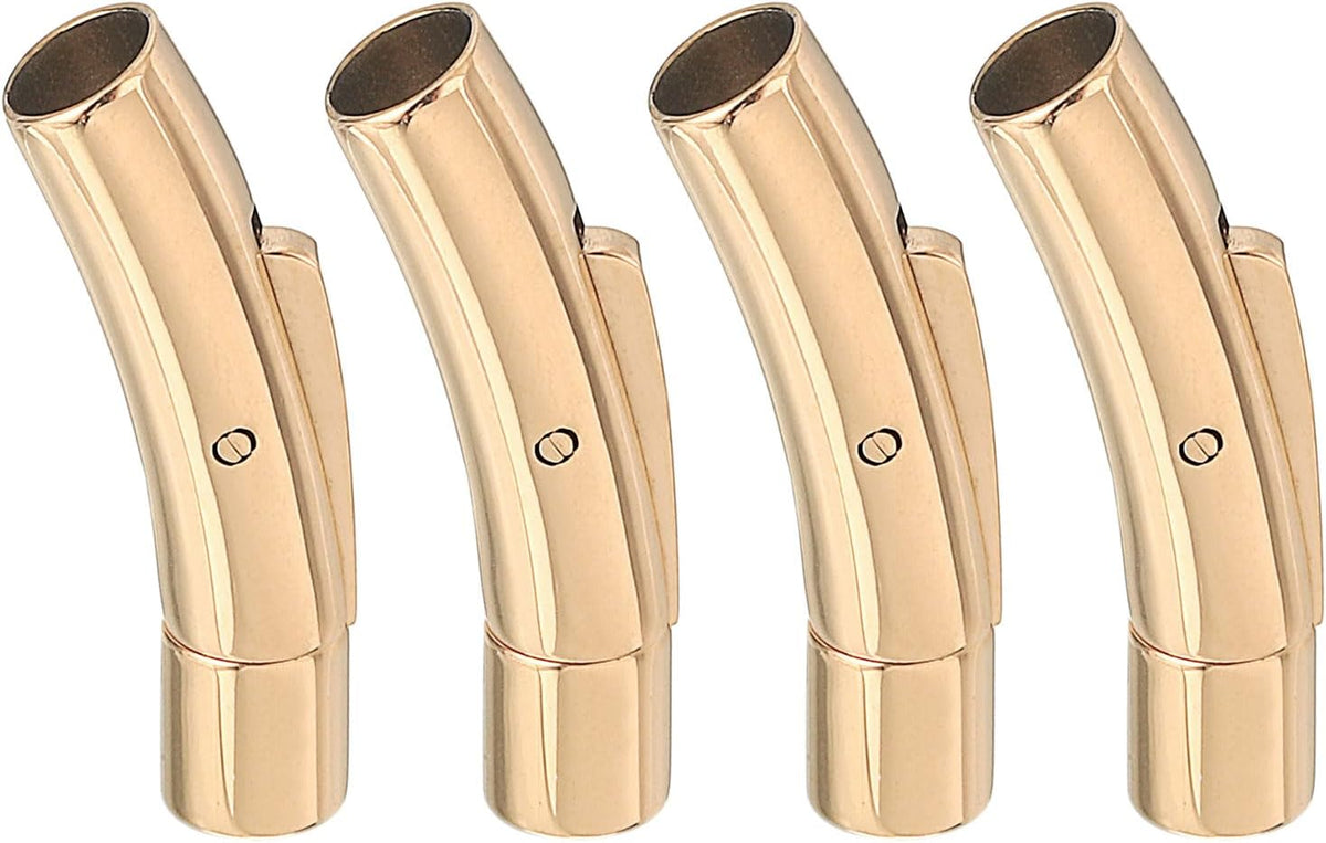 LinkMejor Leather Cord End Clasp, Column Clasps Connectors, Stainless Steel Clasps Closures