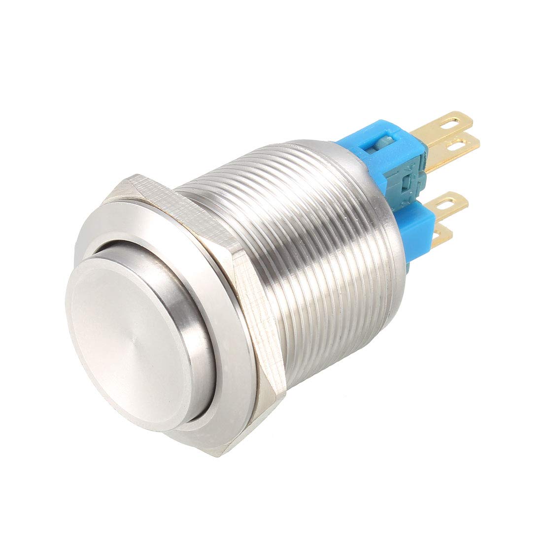 Latching Metal Push Button Switch High Head 22mm Mounting Dia 1NO 1NC