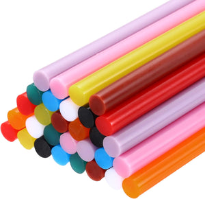 30pcs Full Size Hot Glue Gun Sticks 8-inch x 0.28-inch High Sticky Large Hot Glue Sticks, Black,White,Bright Red,Brown,Purple,Yellow,Sky Blue,Orange,Pink,Deep Green