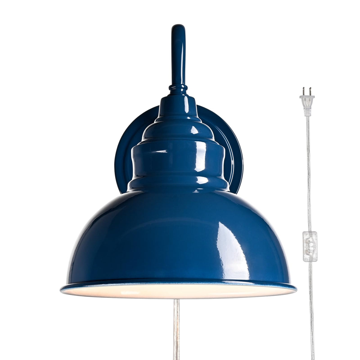 LinkMejor Mini Gooseneck Wall Sconce, 2-Way Mount with Switch, Azul