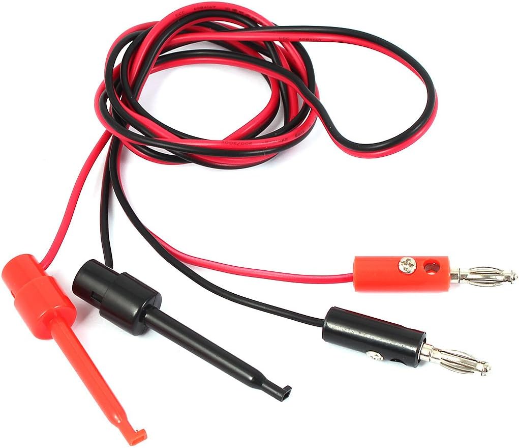 Multimeter Banana Male to Test Hook Clip Probe Cable Red Black 1M Length