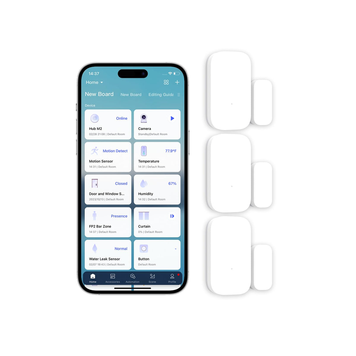 LinkMejor Zigbee Tür- und Fenstersensor 3er Pack, drahtloser Mini-Kontakt-Sensor