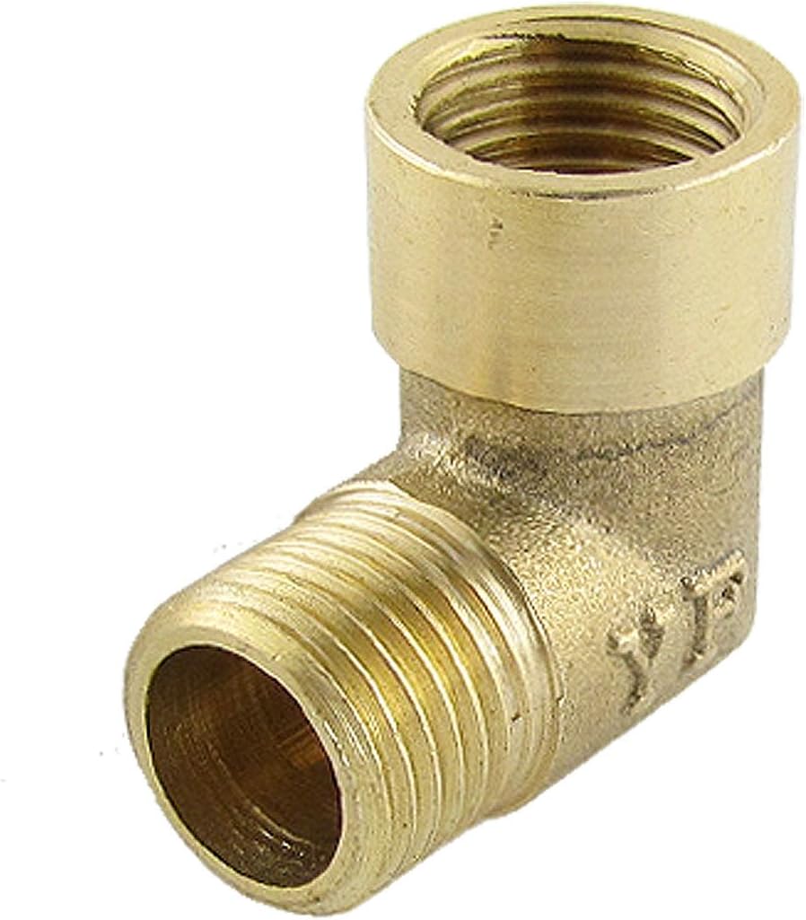 Gold Tone Brass Pipe Fitting Street Elbow Connector 1/4BSP Female x 1/4BSP Male