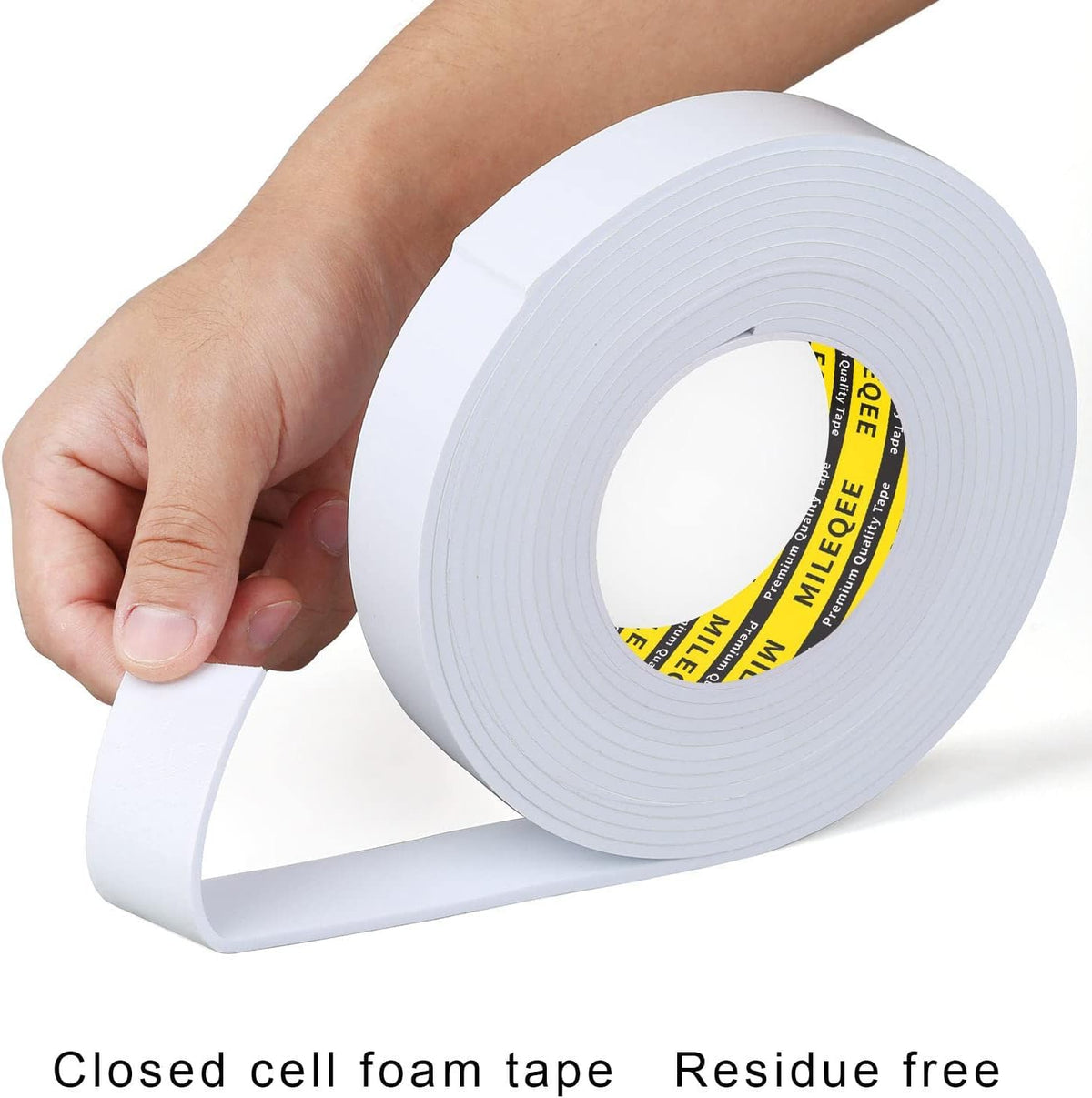 LinkMejor Nastro Schiuma Unilaterale EVA Bianco, 2Pack x 2in x 16.4FT