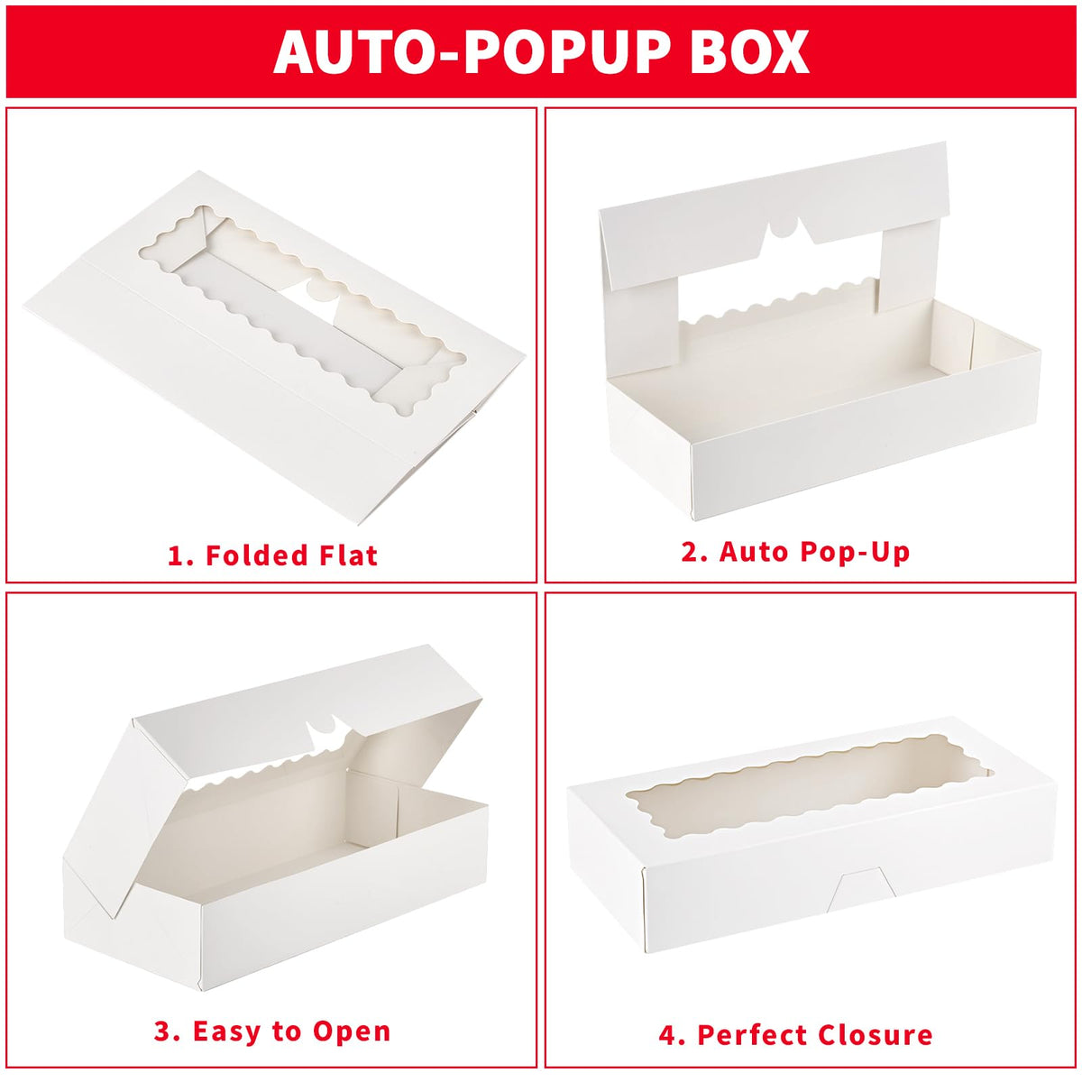 Cajas de galletas LinkMejor con ventana, 12x5.5x2.5 pulgadas, 20 unidades