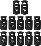 LinkMejor 12 Pcs Black Plastic Cord Lock Stopper End Spring Toggle Fastener Slider Organizer for Clothing