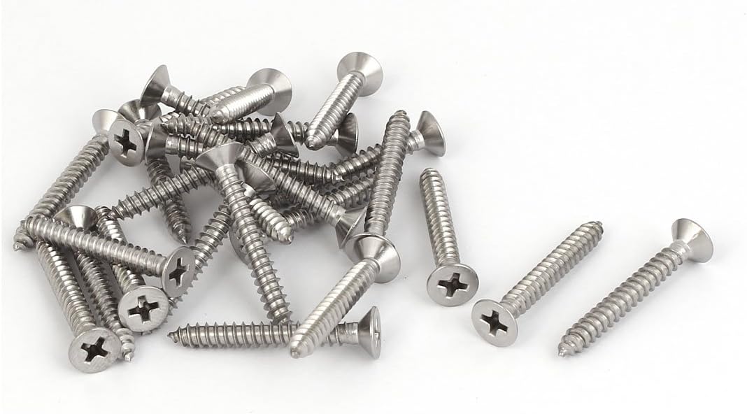 M4.2x32mm 316 Stainless Steel Flat Head Phillips Self Tapping Screws Bolts 25pcs