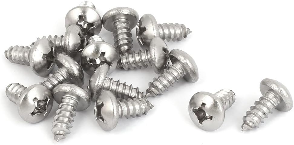 M5.5x13mm 316 Stainless Steel Phillips Round Pan Head Self Tapping Screws 15pcs