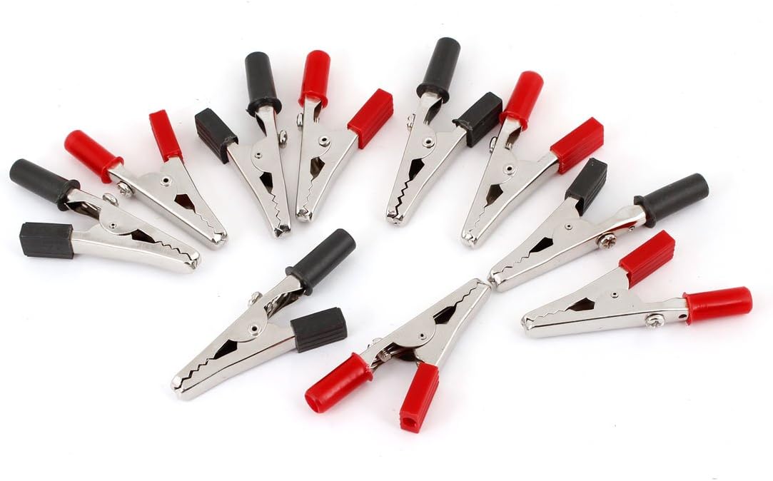 10 Pcs Insulating Plastic Handle Test Lead Alligator Clips Clamps 58mm