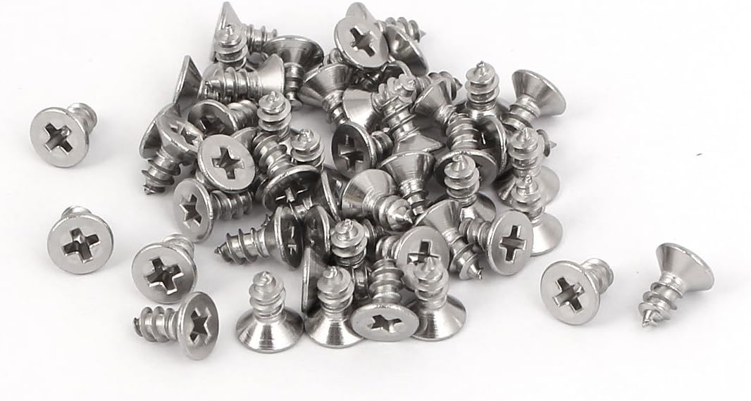 M2.9x6.5mm 316 Stainless Steel Flat Head Phillips Self Tapping Screws 50 Pcs
