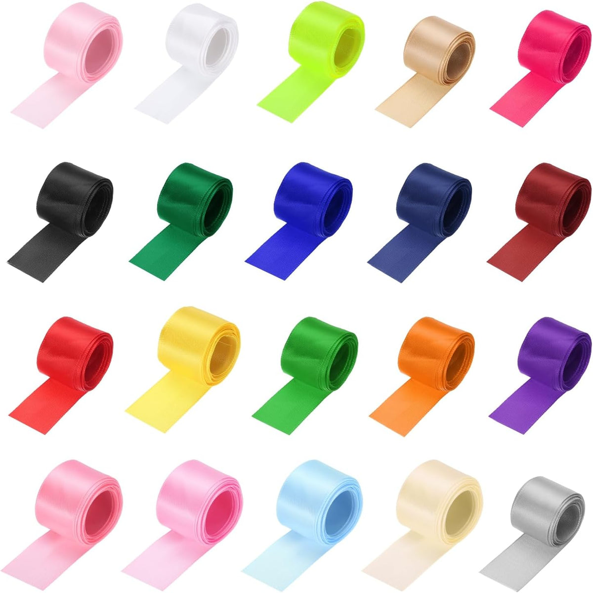 20 Pcs Satin Ribbon 5/8 x 2 Yards 20 Solid Color Polyester Single Face Gift Ribbons for Flower Bouquet, Gift Wrapping, Crafts, Hair Ribbons, Wedding Party Card Decoration
