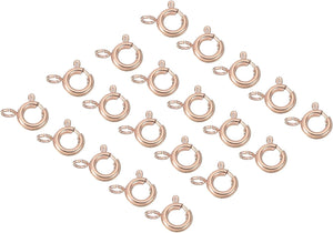 Spring Ring Clasps, 20Pcs 6mm Stainless Steel Round Close Spring Ring Clasps Connectors for DIY Necklace Bracelets Jewelry Making, Rose Gold