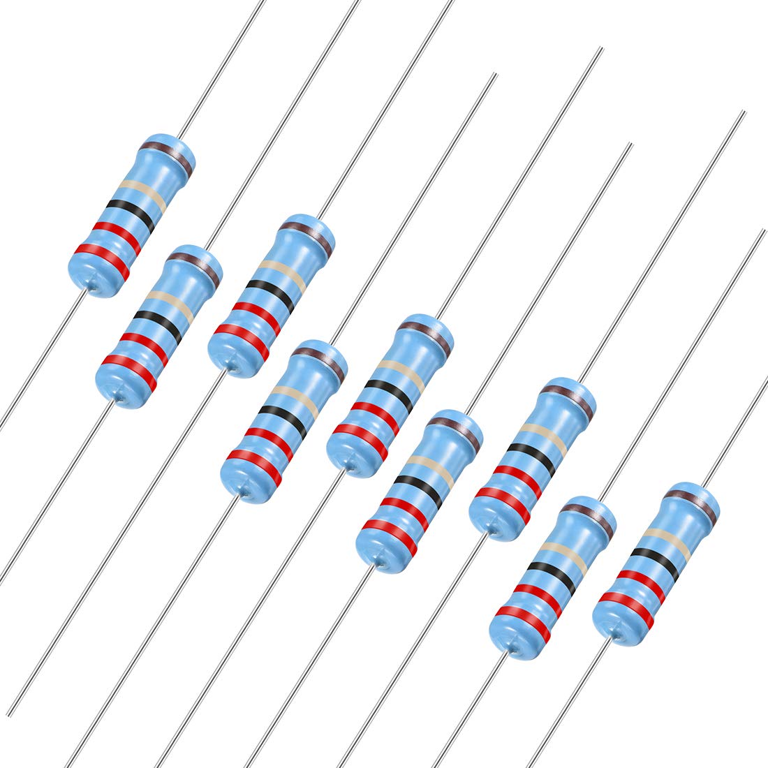 100Pcs 22 Ohm Resistor, 3W 1% Tolerance Metal Film Resistors, Lead, 5 Bands for DIY Electronic Projects and Experiments