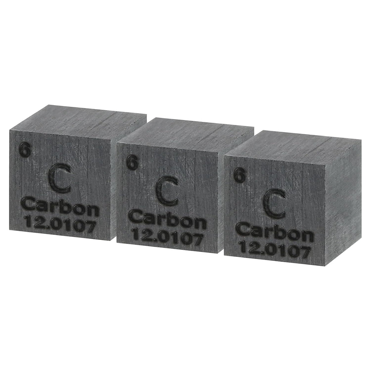 3 Pcs Carbon Cube, 0.39 Inch High Density Metal Element Cube Metal Density Cube for Chemical Elements Collection Science Education Experiment Application, Grey