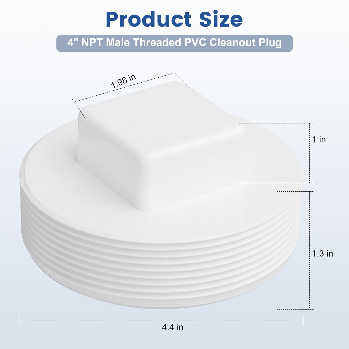 4" PVC Sewer Cleanout Plug, 2 Pcs