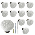 LinkMejor 12 Pcs White Ceramic Kitchen Cabinet Knobs