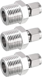 Compression Tube Fitting, 1/2 NPT Male x Ф1/4" Tube OD with Double Ferrules 3pcs