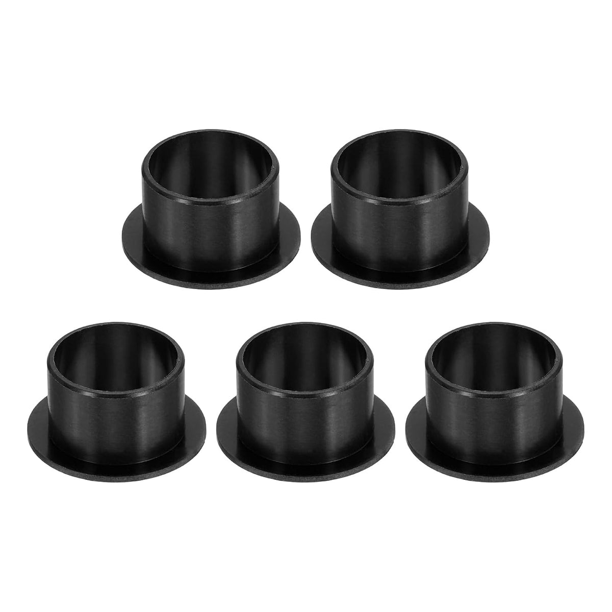 5Pcs Flanged Sleeve Bearing, Plastic Bushing ID 16mm x OD 18mm x Length 12mm POM Bushing, Black