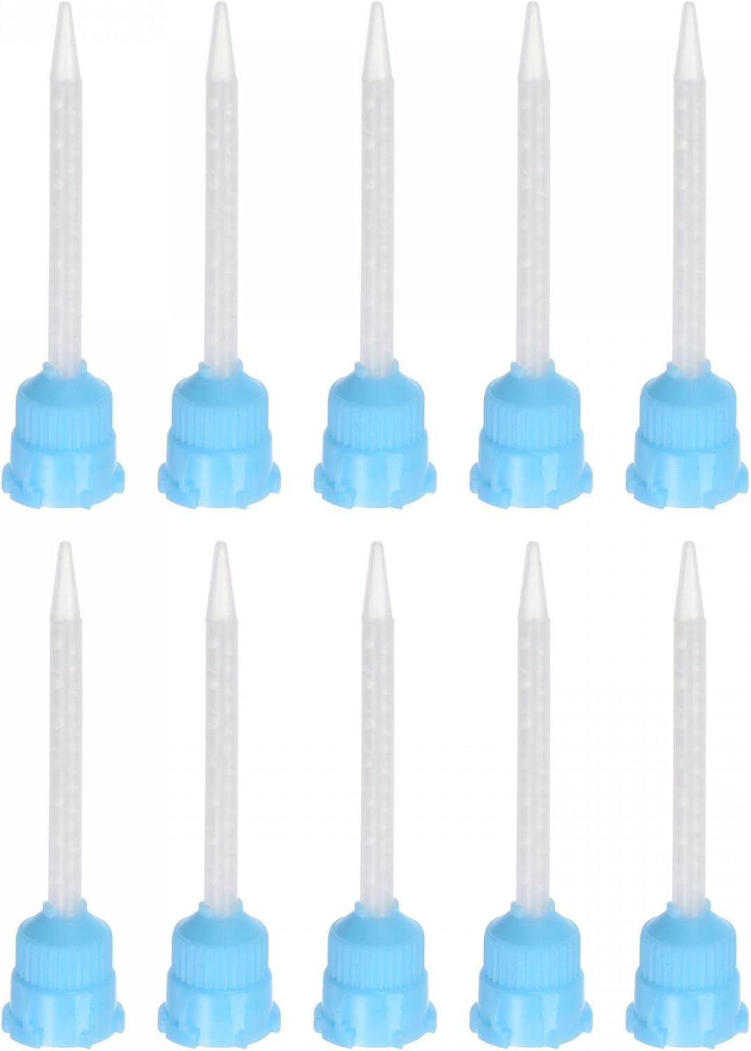 10 Pcs Epoxy Tubes Static Mixer, 3.03-inch Plastic Resin Mixing Nozzle Knob Buckle for AB Glue Adhesive Gun Applicator 50ml Cartridges, White, Blue