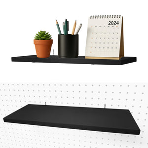 Étagères à tiges, pack de 2, noires, grande étagère à tiges de 16" x 6", avec supports et supports de montage