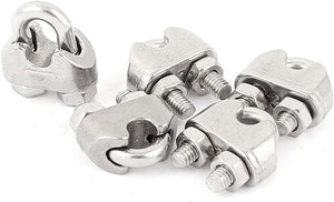 3mm 1/8 Inch Stainless Steel Wire Rope Cable Clamp Clips Fastener 5pcs