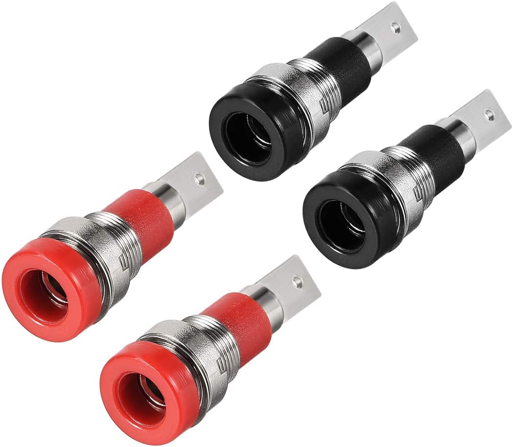2 Pairs Binding Post Terminal, M8 Thread Power Amplifier Speaker Connector, Banana Plug Jack Socket 1.14-Inch Length