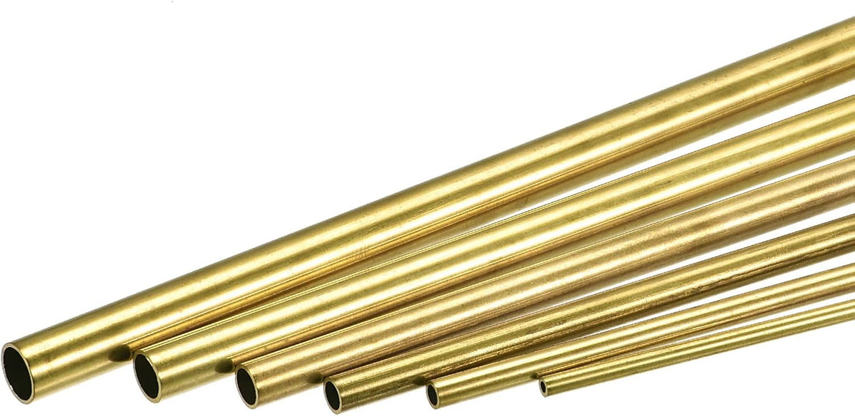 Brass Tube, 3mm 4mm 5mm 6mm 7mm 8mm OD x 1mm Wall Thickness 200mm Length Metal Tubing, Pack of 6