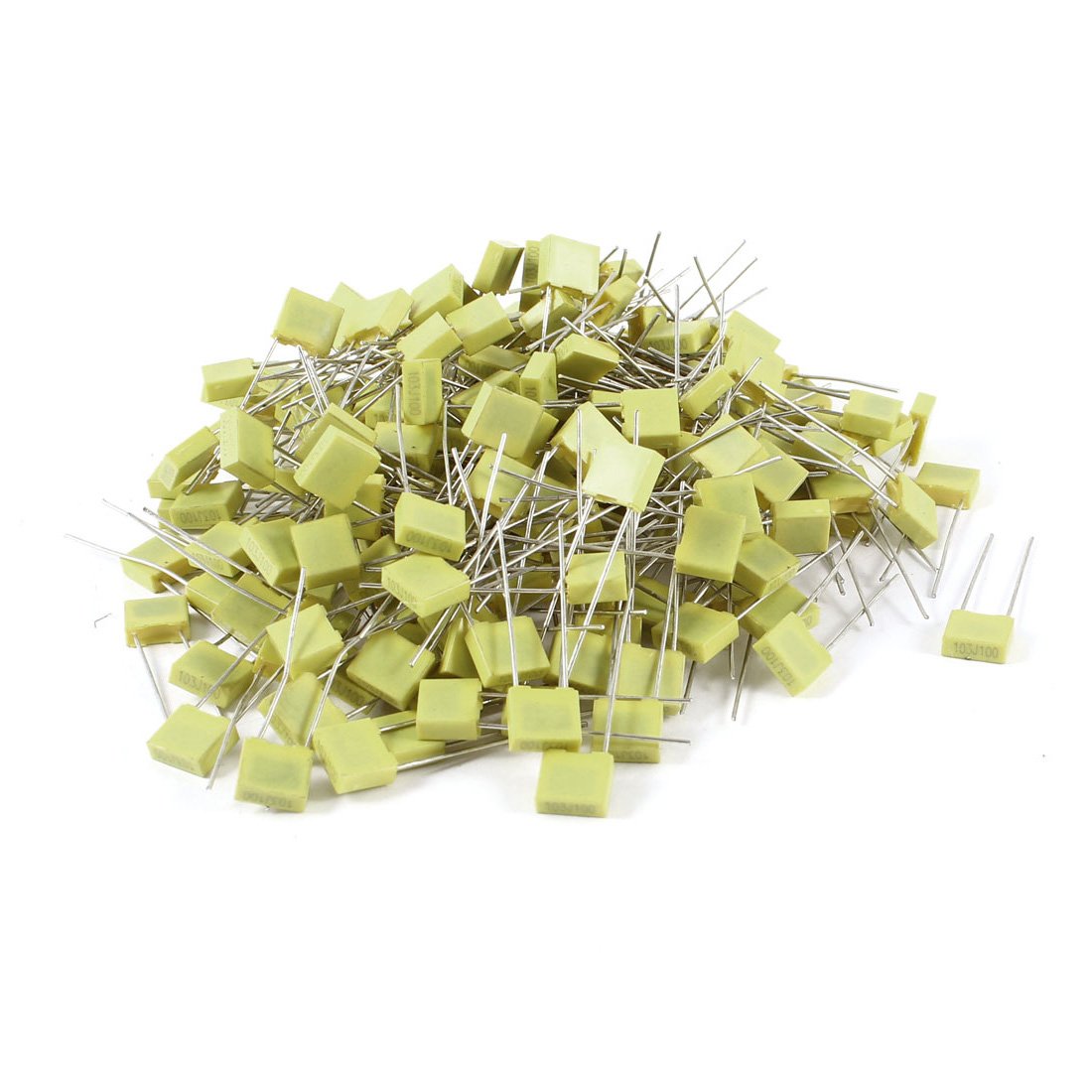 200 Pcs 100V 0.01uF 10NF Radial Lead Film Correction Capacitors Yellow