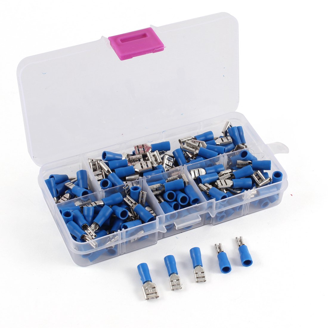 Plastic Sleeve AWG16-14 Cable Female Crimp Terminal w Box with 150 Piece, Blue