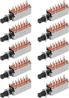 Push Button Switch 4PDT 12 Pin 1 Position Self-Locking Black 10pcs