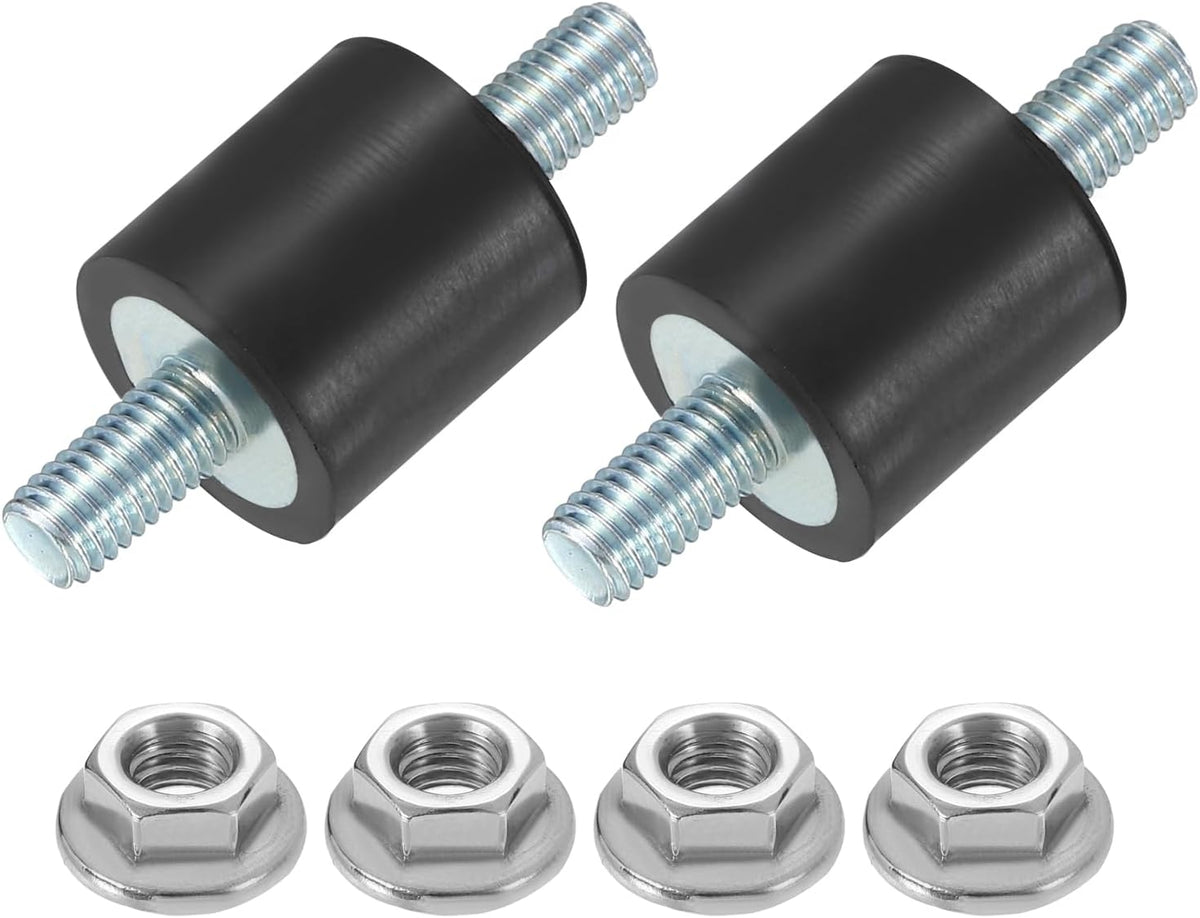 2Pcs M5 x 12mm Rubber Mounts, 15 x 15mm Cylindrical Anti Vibration Isolator Studs Shock Absorber Double Studs with Nuts for Car Bobbin Generator Air Compressors