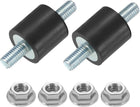 2Pcs M5 x 12mm Rubber Mounts, 15 x 15mm Cylindrical Anti Vibration Isolator Studs Shock Absorber Double Studs with Nuts for Car Bobbin Generator Air Compressors