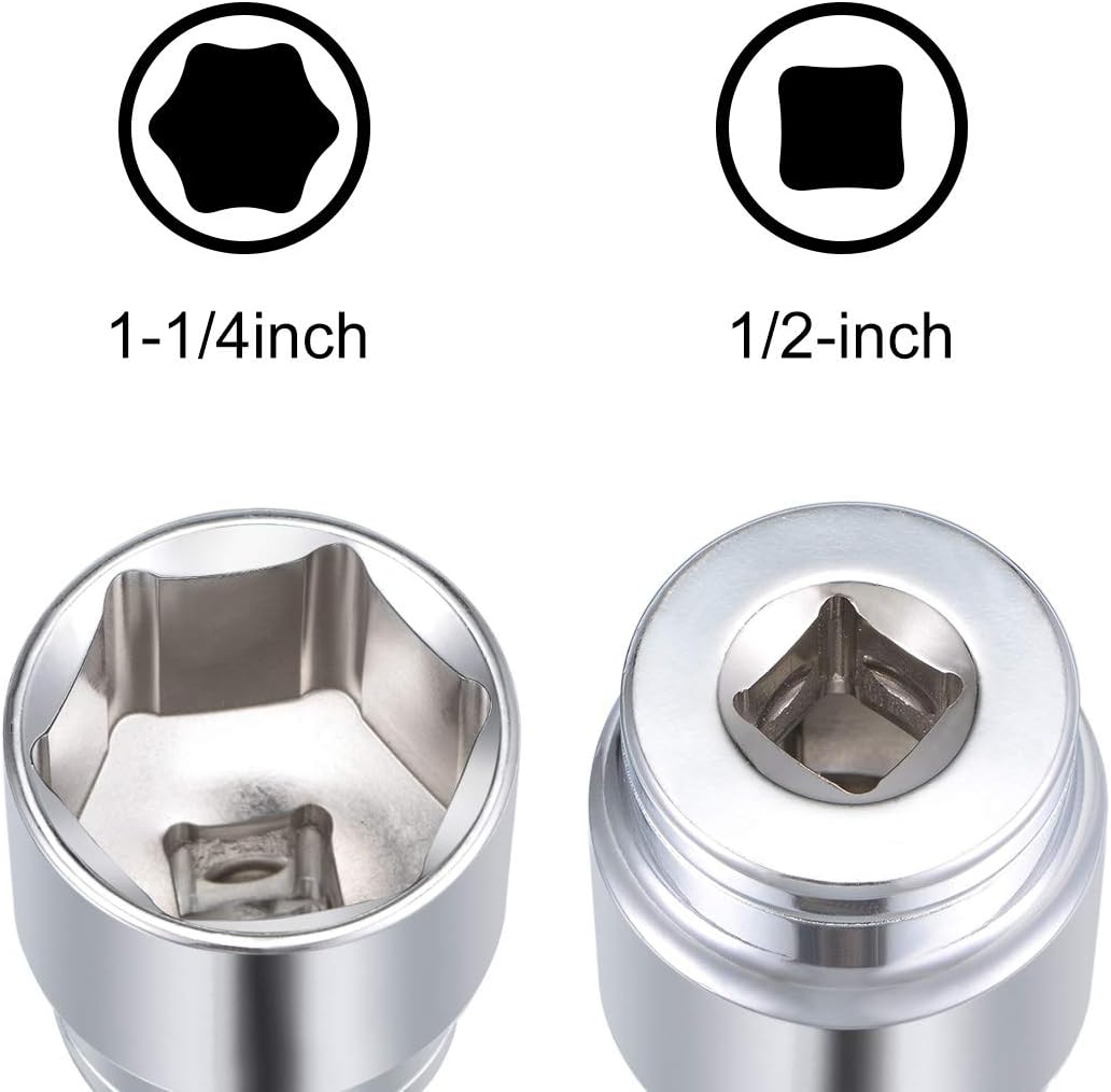 Soquete Rápido de 1/2 polegada e 3/4 de polegada com 6 Pontas, Cr-V
