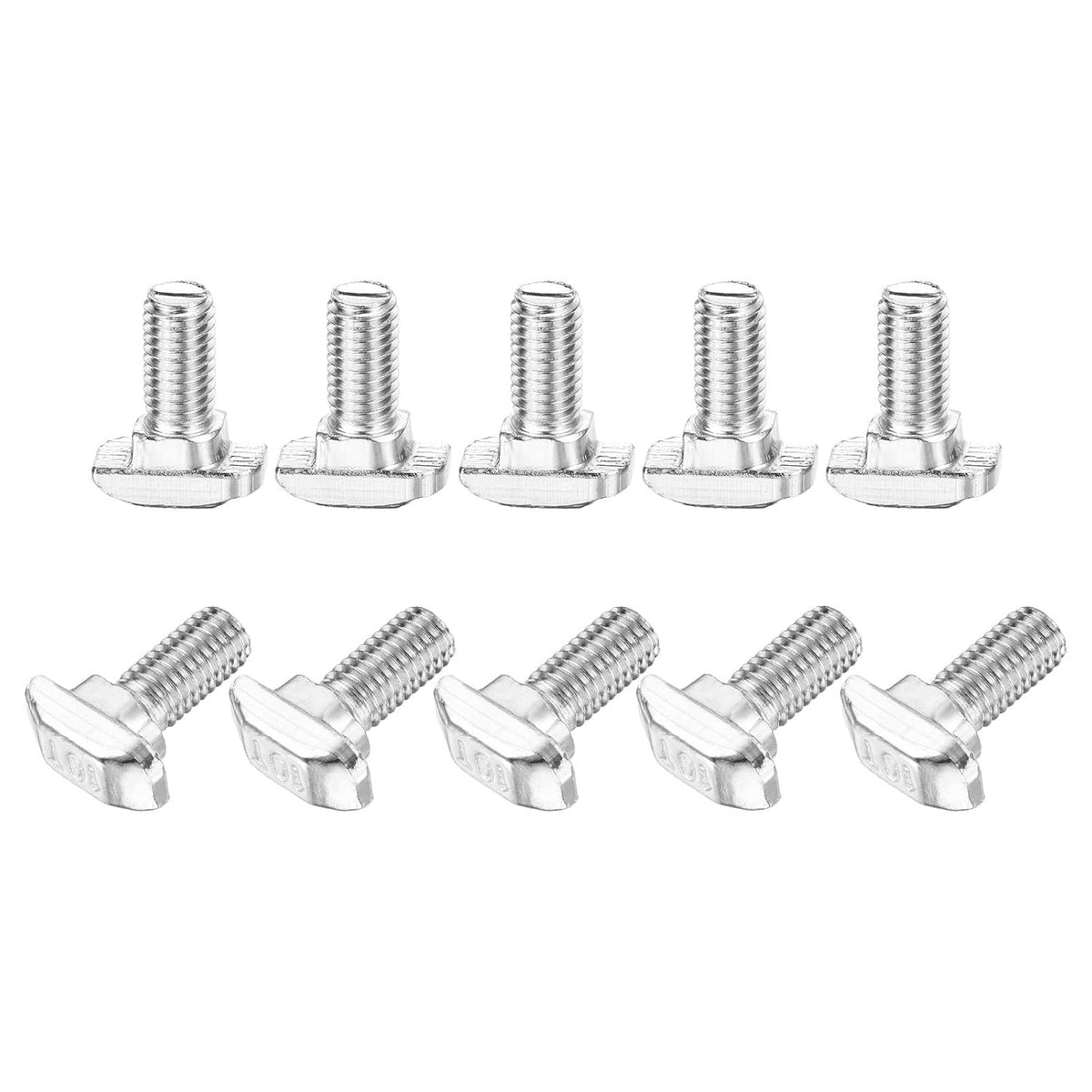 10Pcs T Slot Drop-in Bolt, M8 x 20mm T-Slot Bolts Carbon Steel T Shape Stud Sliding Screw Hammer Head T-Bolt for Standard 4545 Series Aluminum Profile