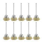 Mini Wire Cup Brush Brass Plated Crimped Steel 20 X 9mm with 2.35mm Shank 10 Pcs