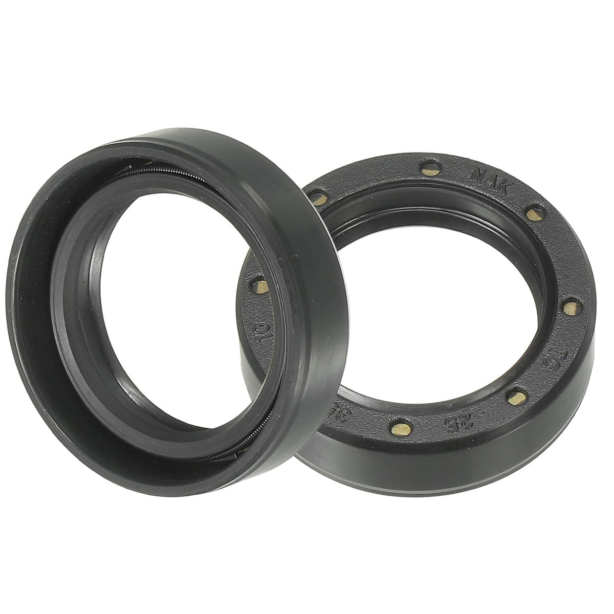 Oil Seal, TC 25mm x 35mm x 10mm Nitrile Rubber Cover Double Lip with Spring for Mechanical Motive Axle Bearing Shaft, Black 2 Pcs
