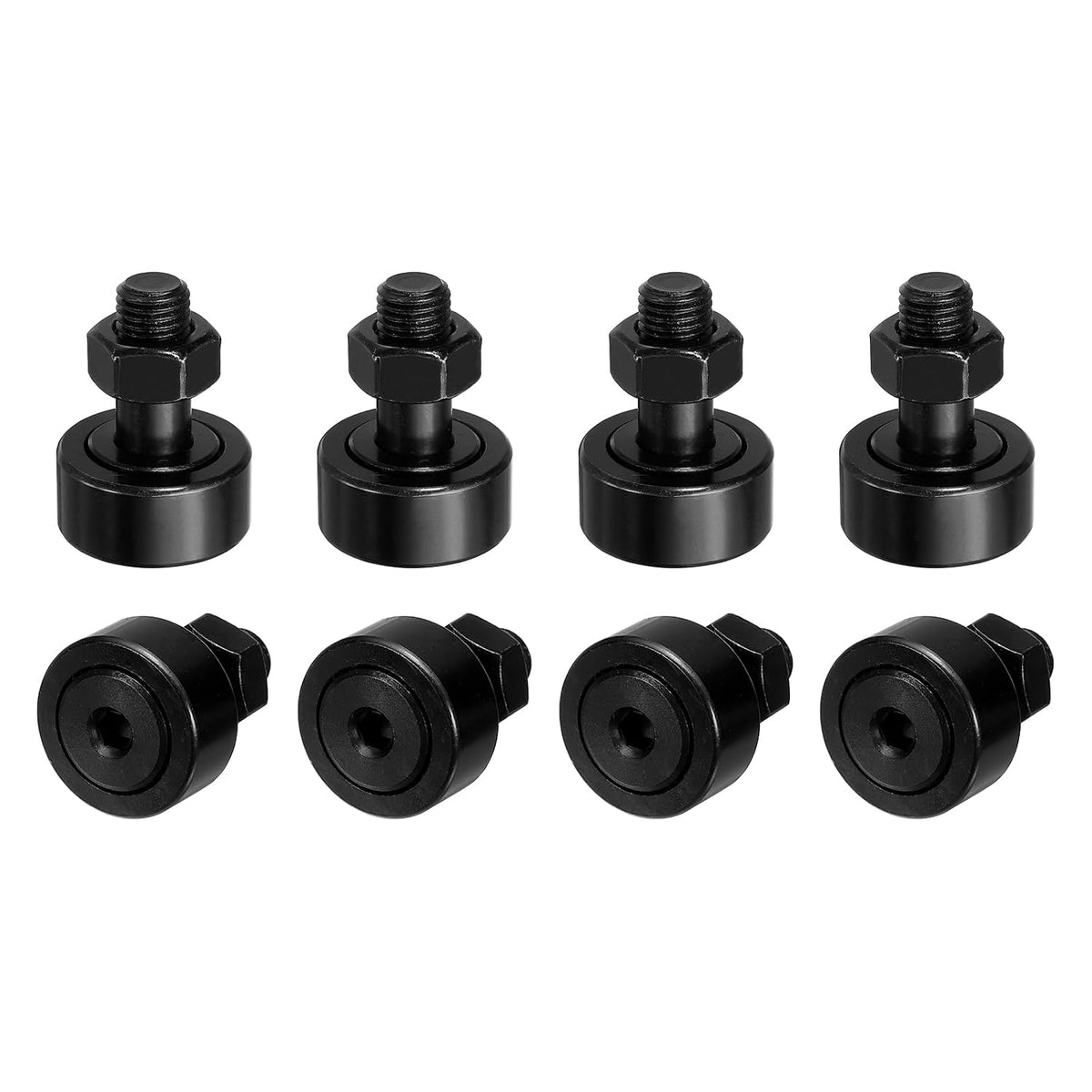8Pcs CF10-1 Cam Follower KR26 Needle Roller Bearing, Chrome Steel Track Runner Bearings, 19mm Roller Dia M10x1.25mm Male Thread Stud Type Black Oxide for Machine Tool Guide Rail