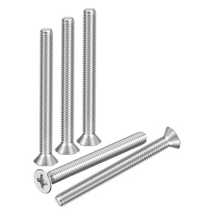 LinkMejor 5/16"-18x4 Vis à tête plate Phillips 304 Argent 5pcs