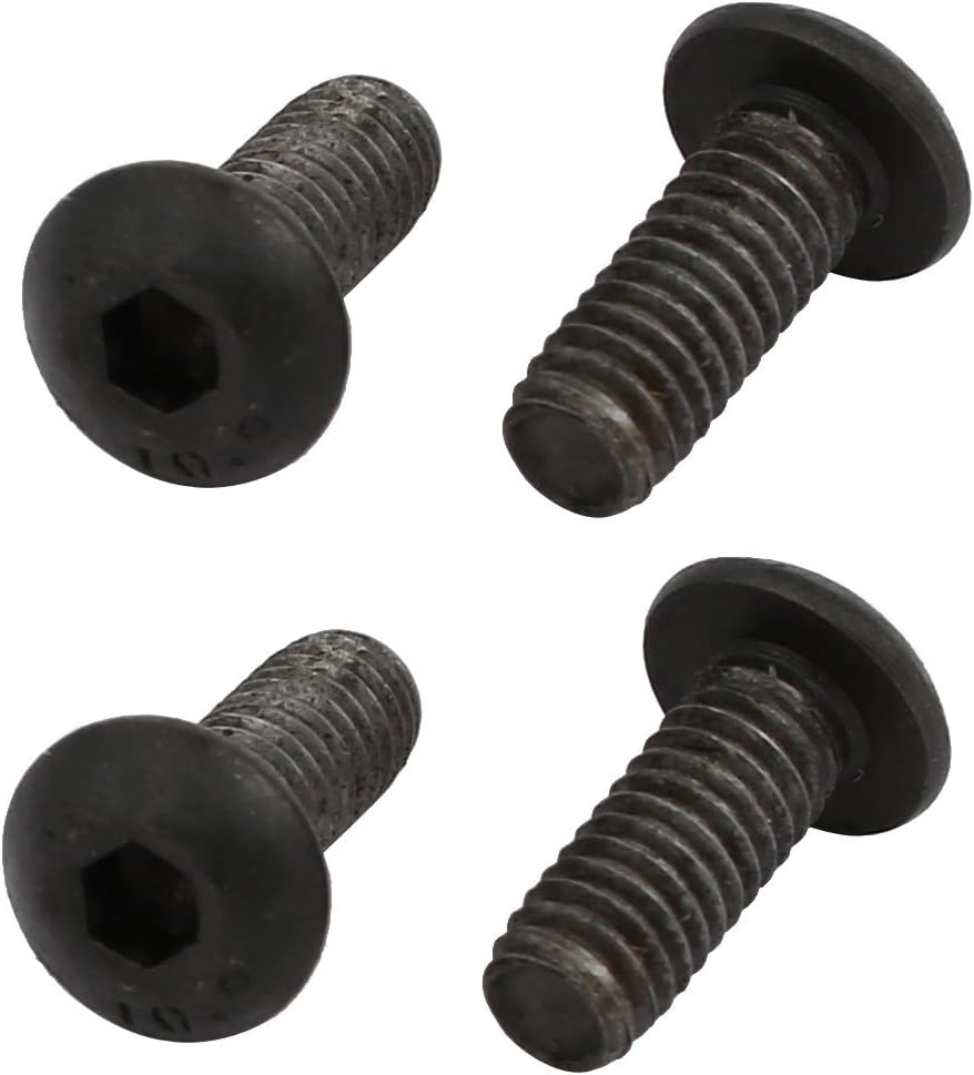 4pcs M4x10mm 10.9 Grade Hex Socket Reverse Left Hand Thread Screw Bolt Black