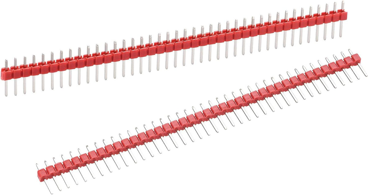 20pcs Male Pin Header,40 Pin 2.54mm Straight Single Row Breakable Header Connector PCB Pin Strip,Red