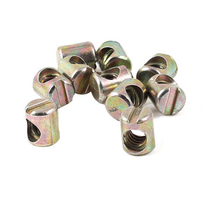 Barrel Bolts Cross Dowel Slotted Furniture Nut for Beds Chairs 4.5 x 10mm 10 Pcs Bronze Tone