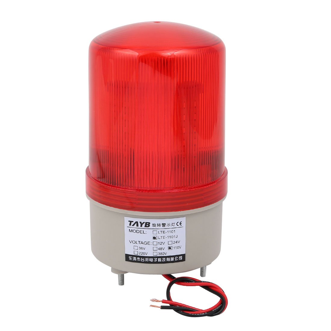 Industrial 105-110dB Buzzer Siren AC 110V Red LED Warning Light Signal Tower Lamp