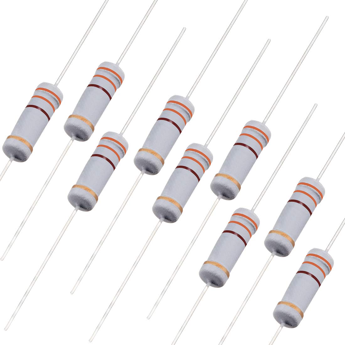 50Pcs 330 Ohm Resistor, 2W 5% Tolerance Carbon Film Resistors, 4 Bands for DIY Electronic Projects and Experiments