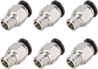 Straight Pneumatic Push to Quick Connect Fittings 1/4 Inch NPT Male X 10mm Tube OD Silver Tone 6pcs