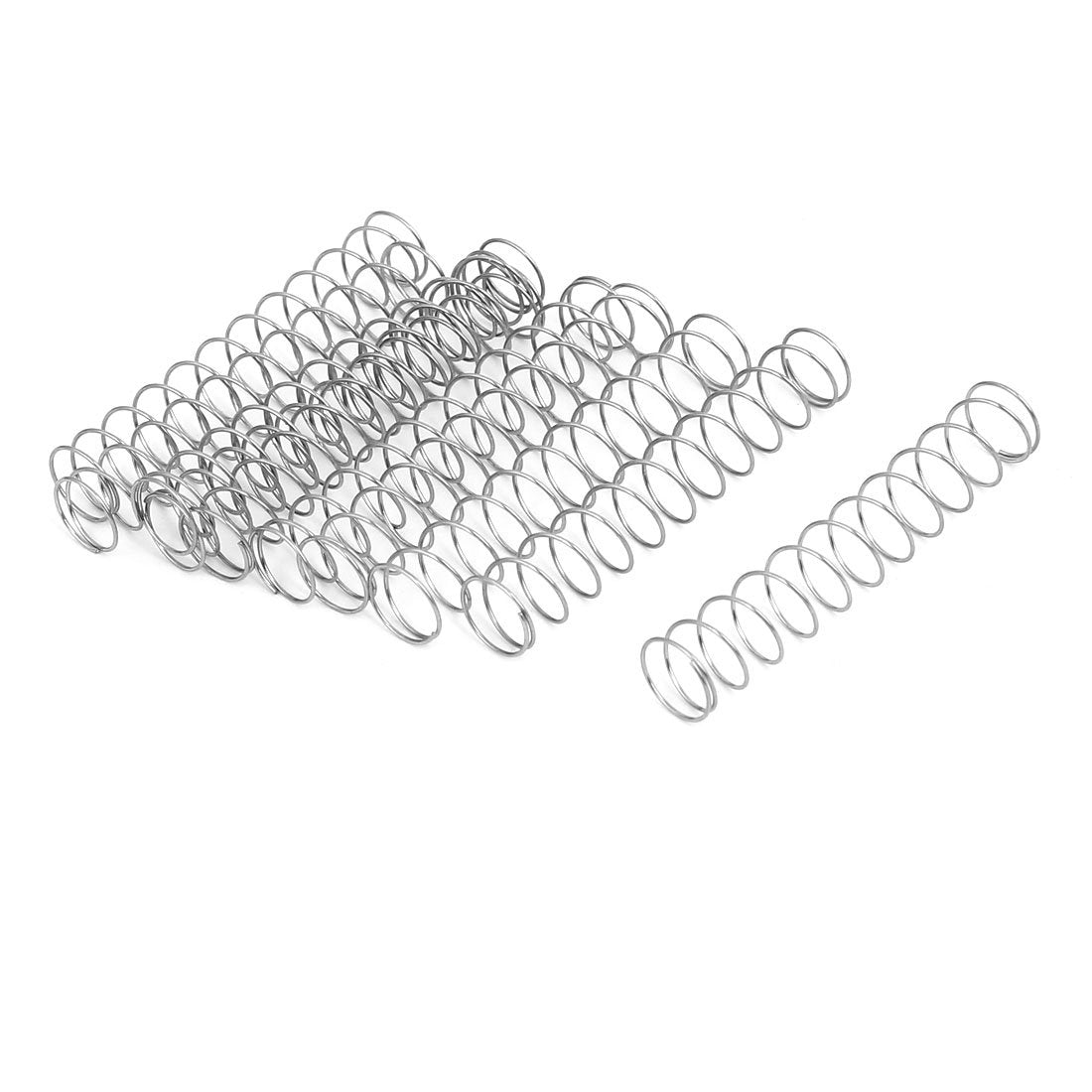 Compression Spring,304 Stainless Steel,9mm OD,0.5mm Wire Size,50mm Free Length,Silver Tone,10Pcs