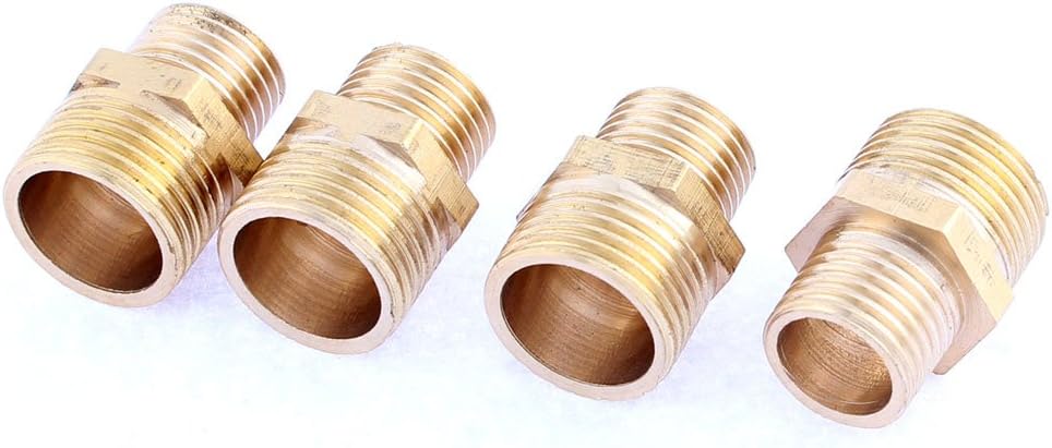 Pipe Fitting Male Brass Hex Reducing Nipple 1/4 x 3/8 BSP 4Pcs