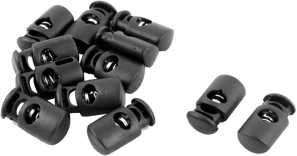 LinkMejor Plastic Outdoor Single Hole String Cord Lock Clamp Toggle Spring Stop 12pcs Black